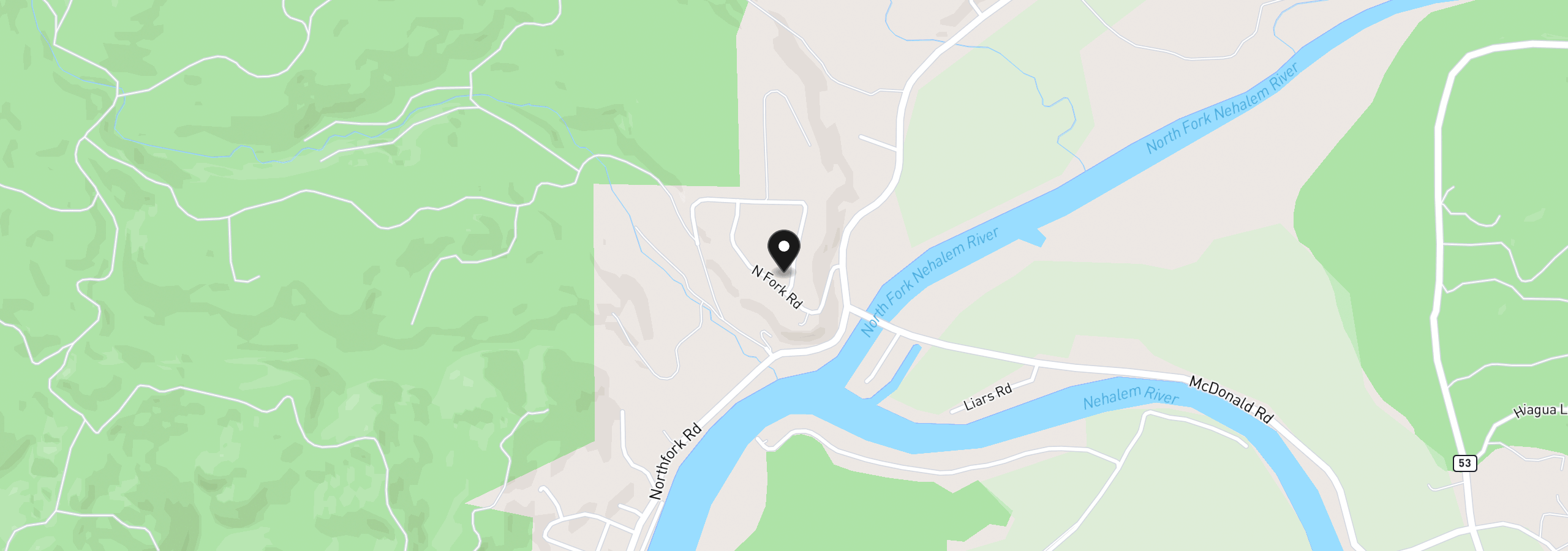Map showing the location of 14 Riverview Meadows Ln, Nehalem, OR 97131