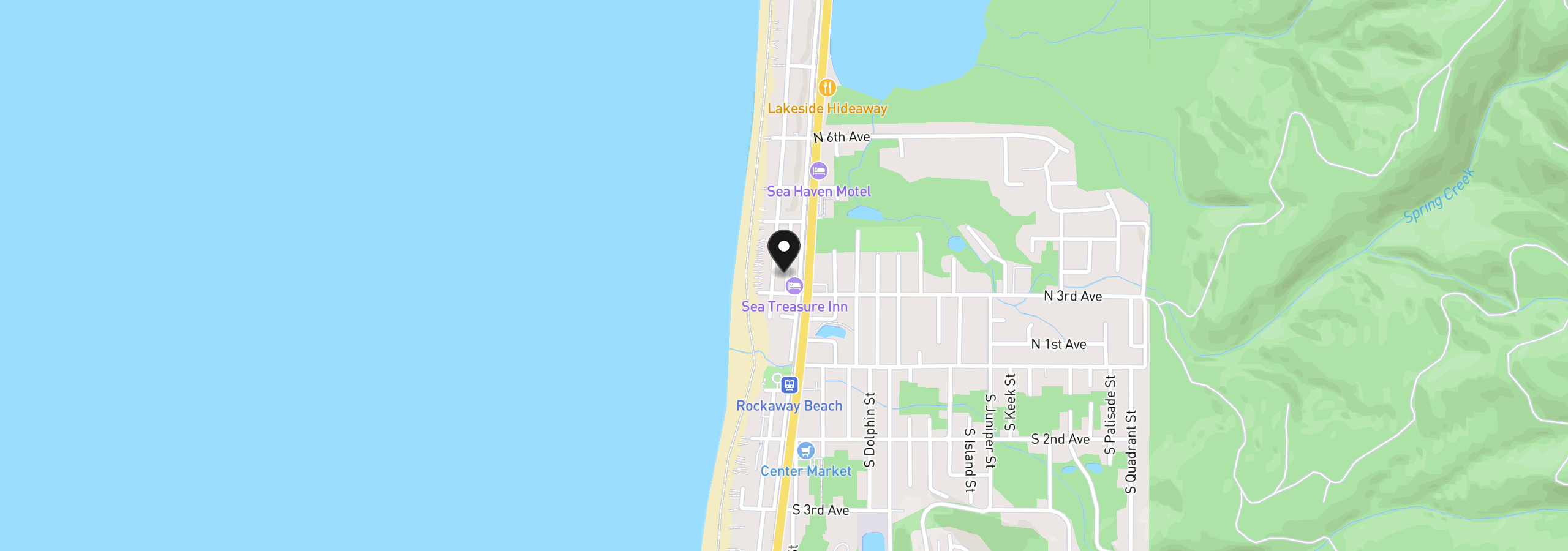 Map showing the location of 300 N Pacific St 56, Rockaway Beach, OR 97136