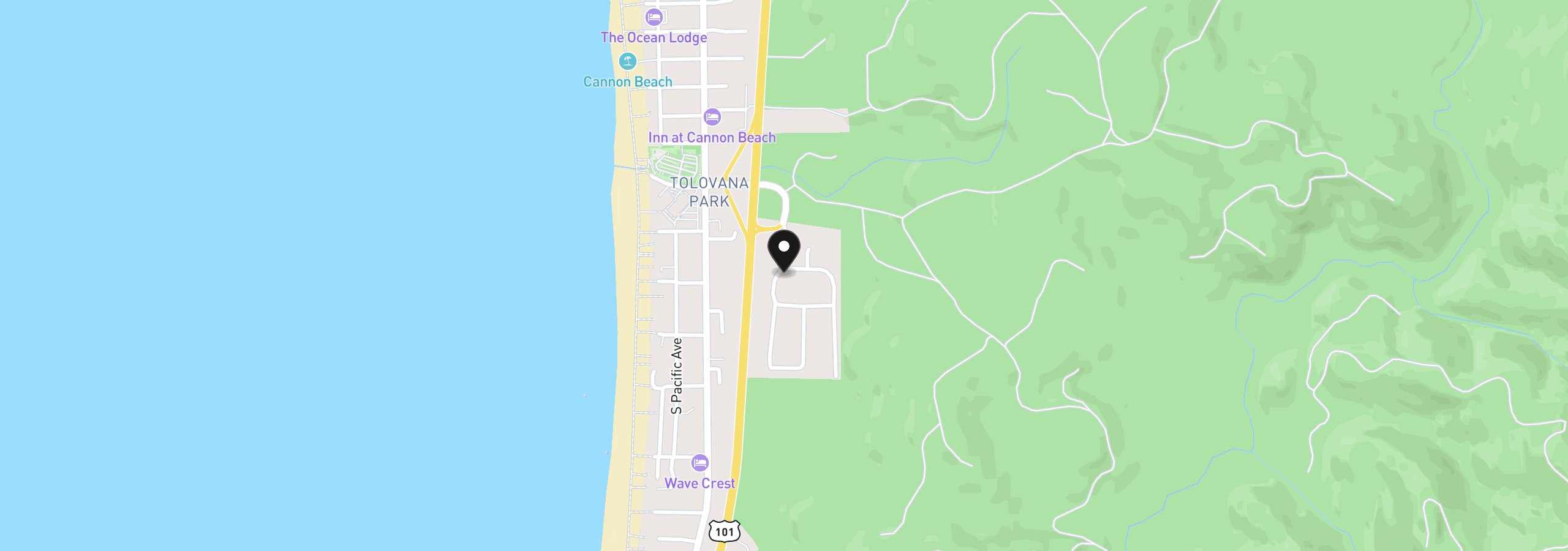 Map showing the location of 315 N Chinook St, Cannon Beach, OR 97110