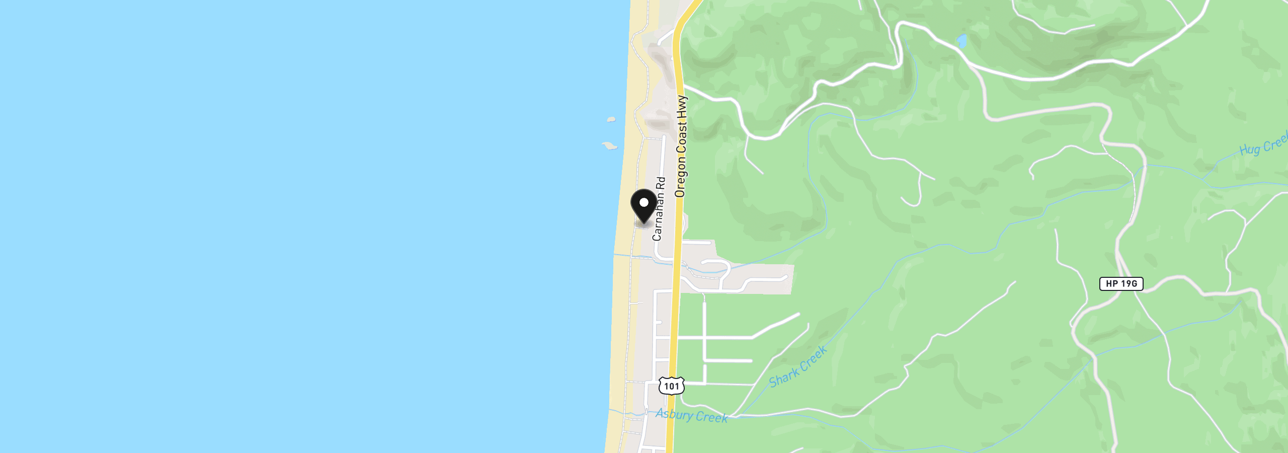 Map showing the location of 80424 Carnahan Rd, Arch Cape, OR 97102
