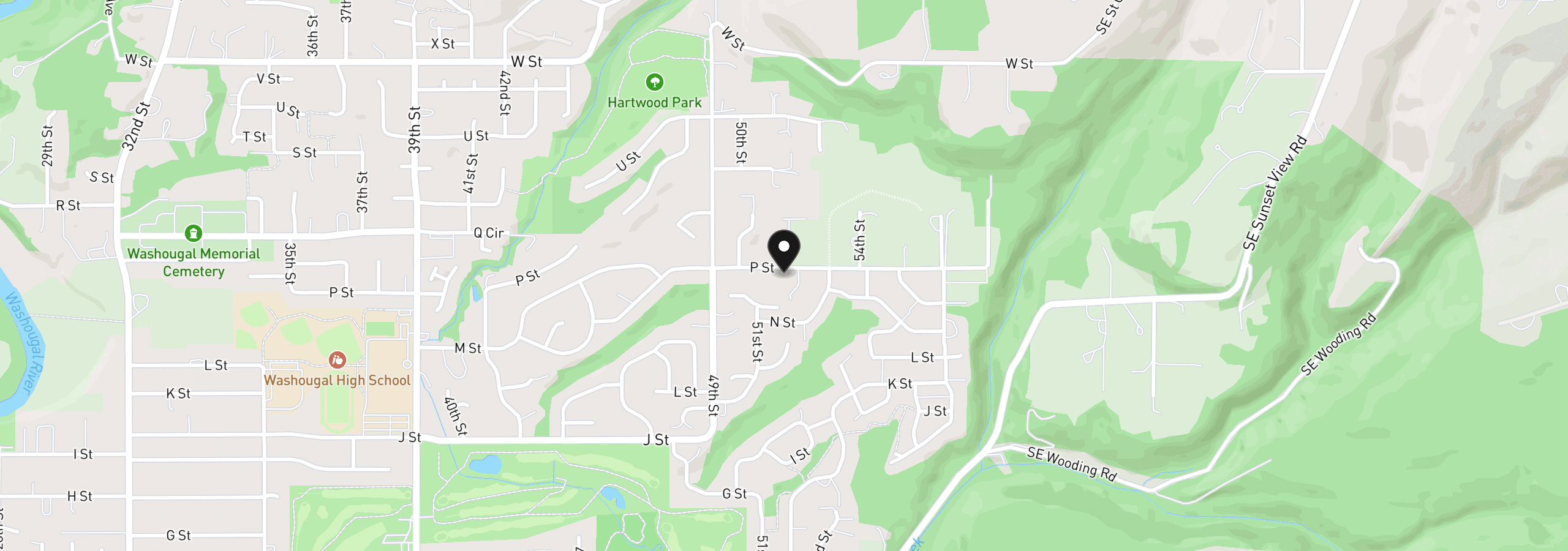 Map showing the location of 5164 P St, Washougal, Wa 98671