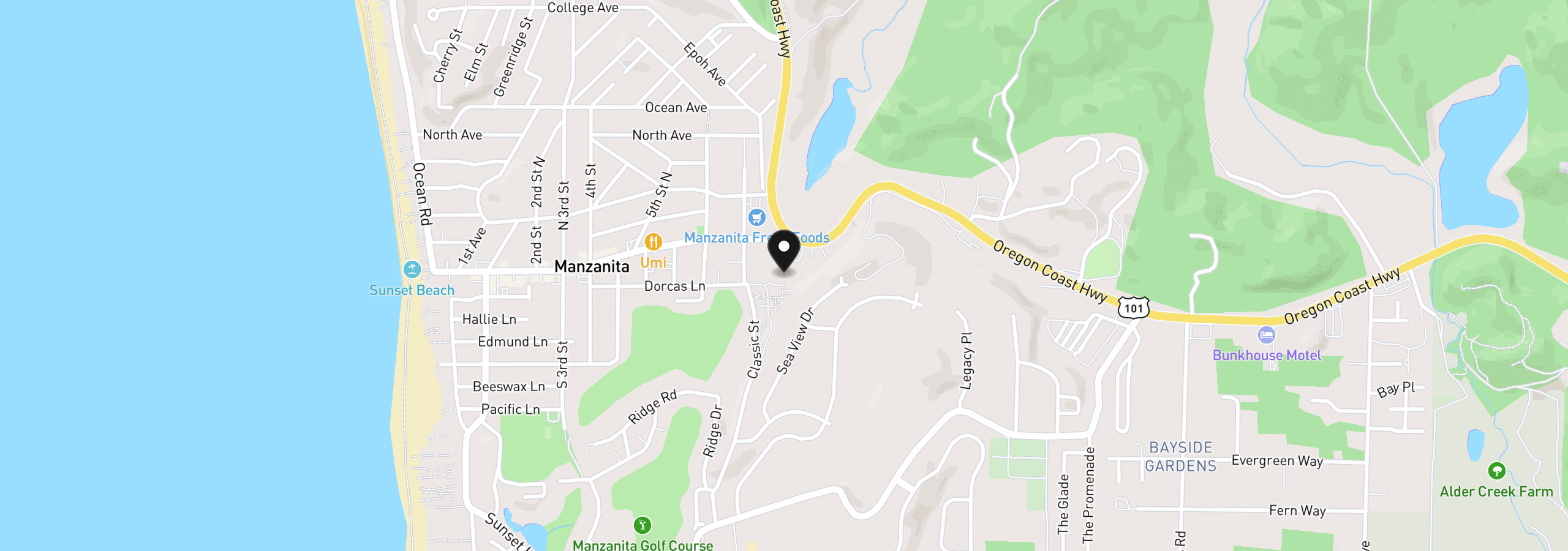 Map showing the location of Dorcas Ln Lot 9, Manzanita, OR 97130