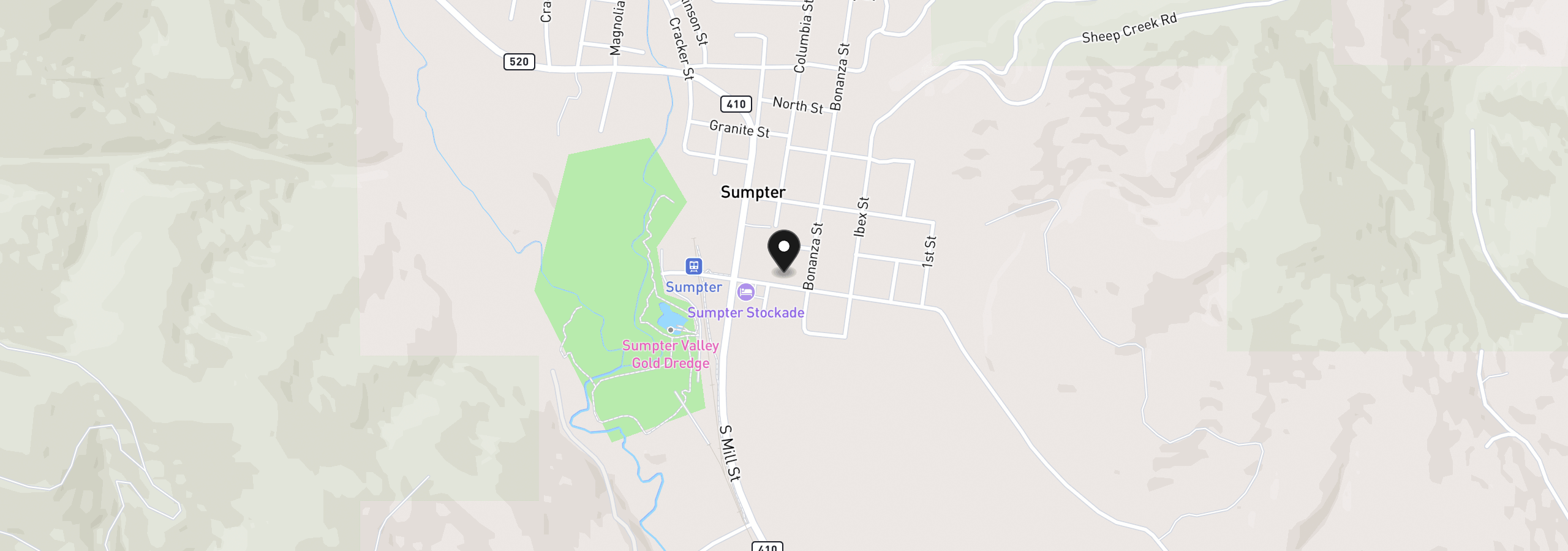 Map showing the location of 206 Austin St, Sumpter, OR 97877