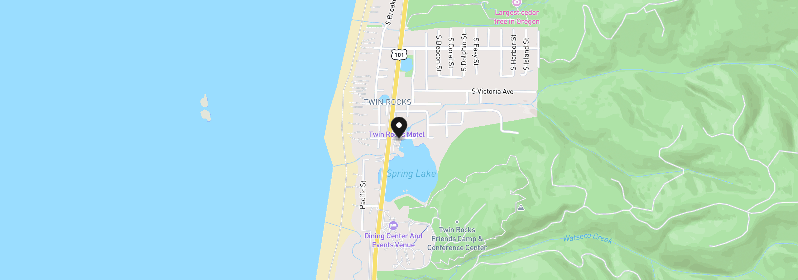 Map showing the location of 1805 Pansy Ct Lot20, Rockaway Beach, OR 97136