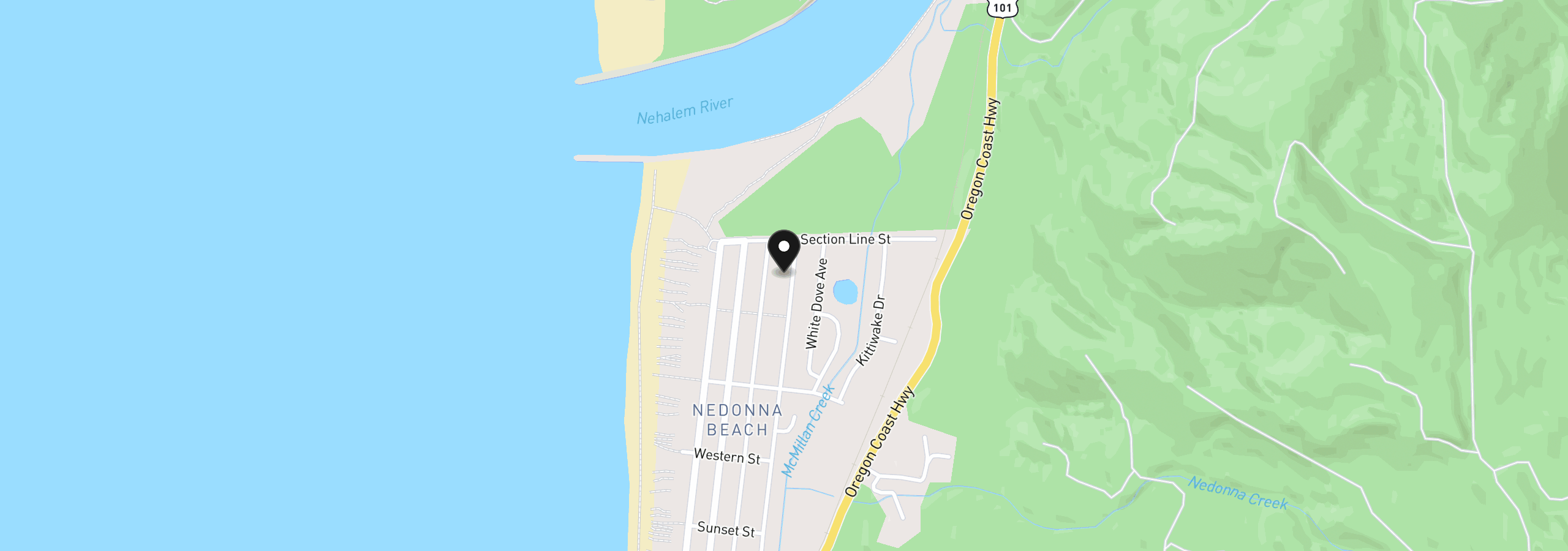 Map showing the location of 26730 David Ave, Rockaway Beach, OR 97136
