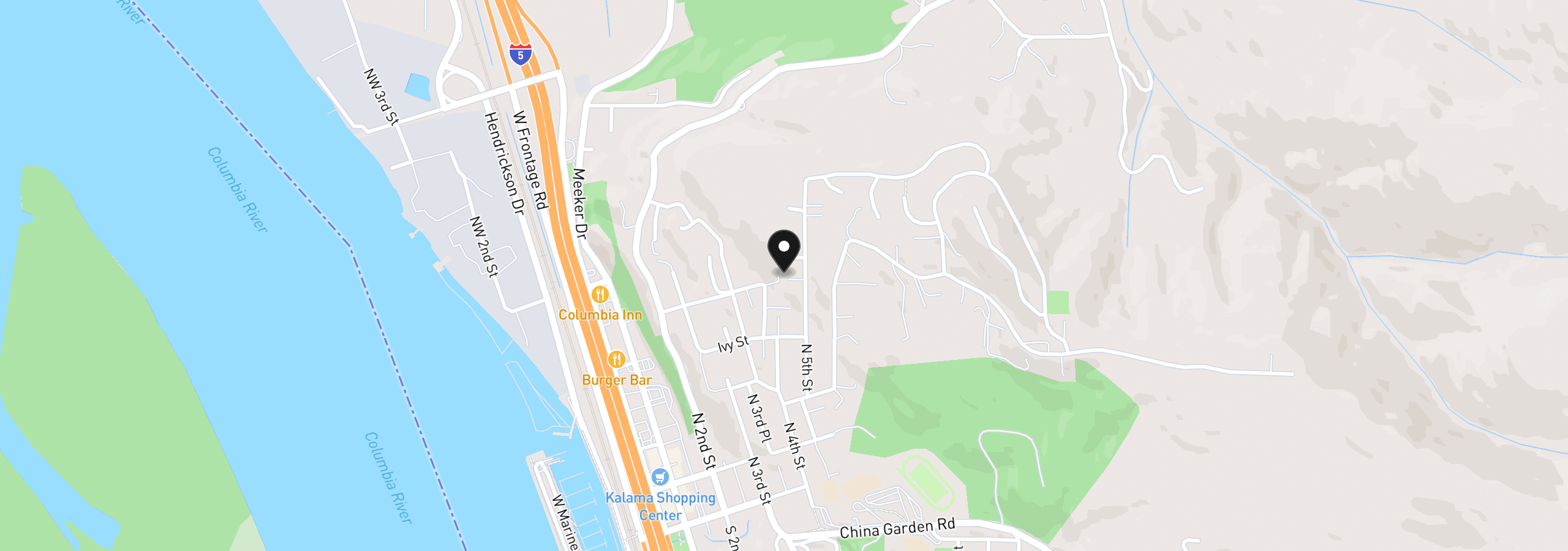 Map showing the location of 601 N 5th St, Kalama, Wa 98625