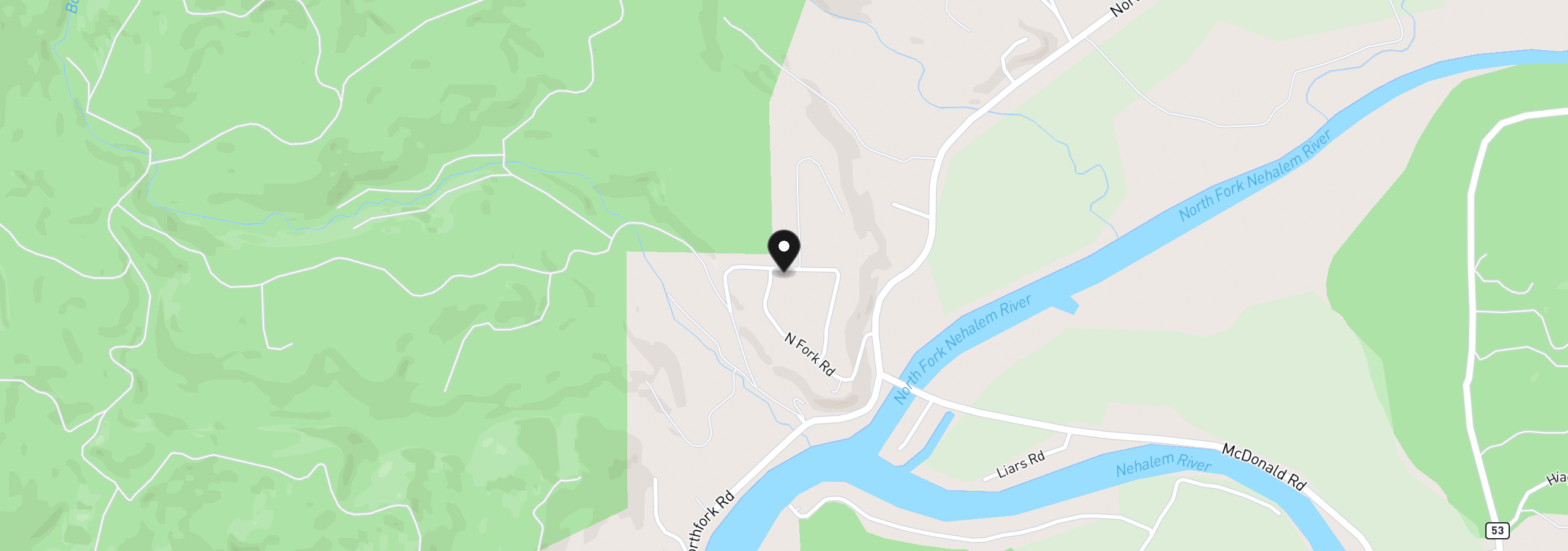 Map showing the location of 20 Riverview Meadows Ln, Nehalem, OR 97131