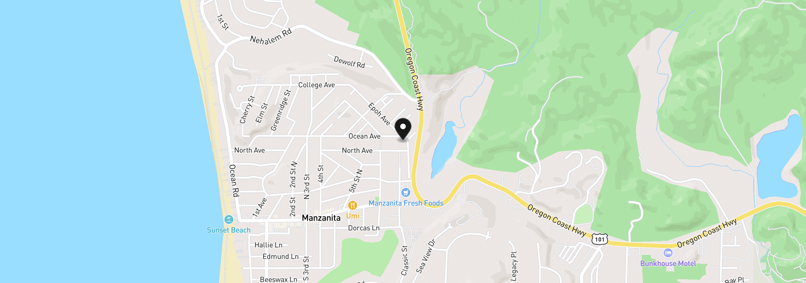 Map showing the location of 750 Epoh Ave, Manzanita, OR 97130