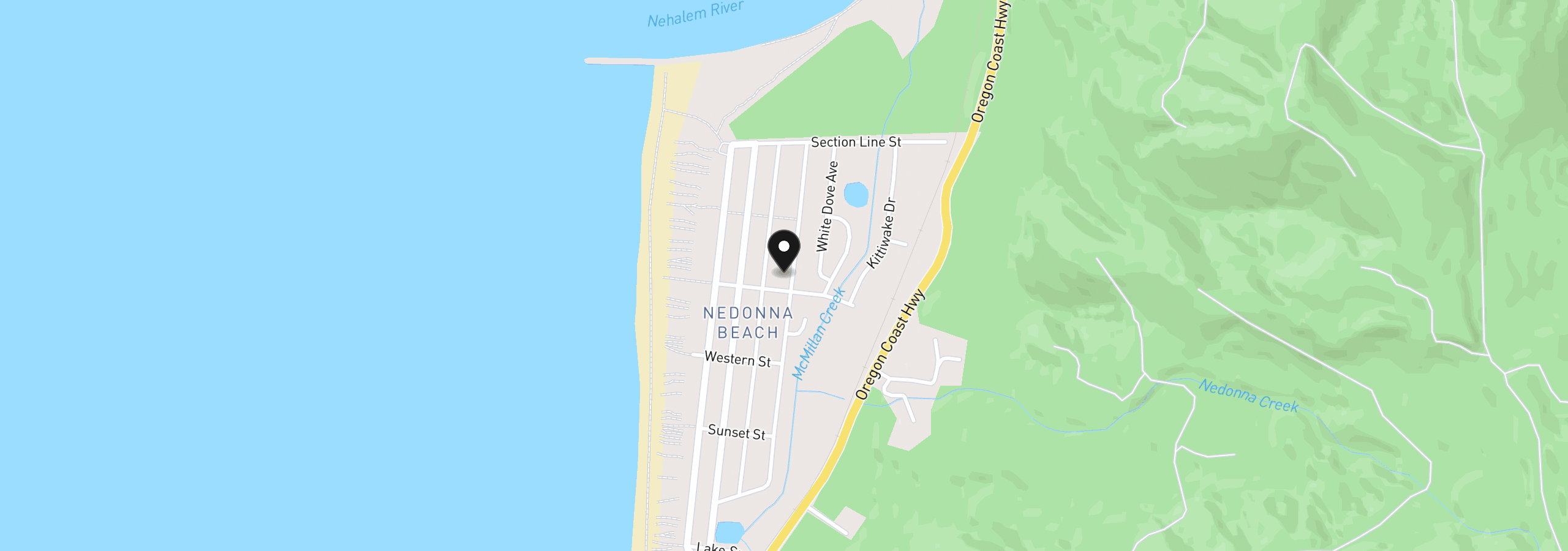 Map showing the location of 26440 David Ave, Rockaway Beach, OR 97136