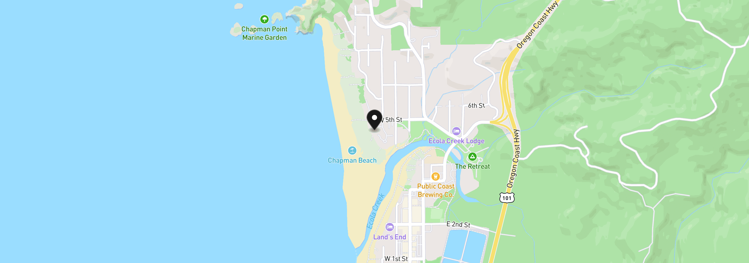 Map showing the location of Breakers Point Condo 501, Cannon Beach, OR 97110