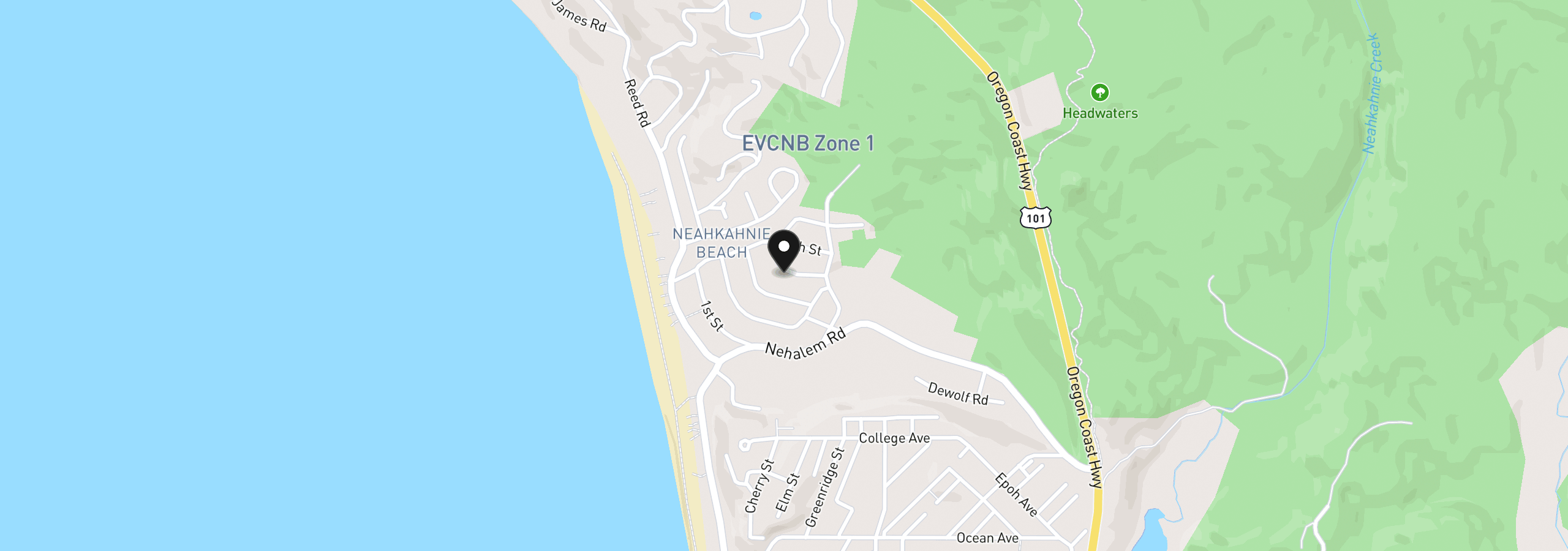 Map showing the location of Fourth St, Manzanita, OR 97130