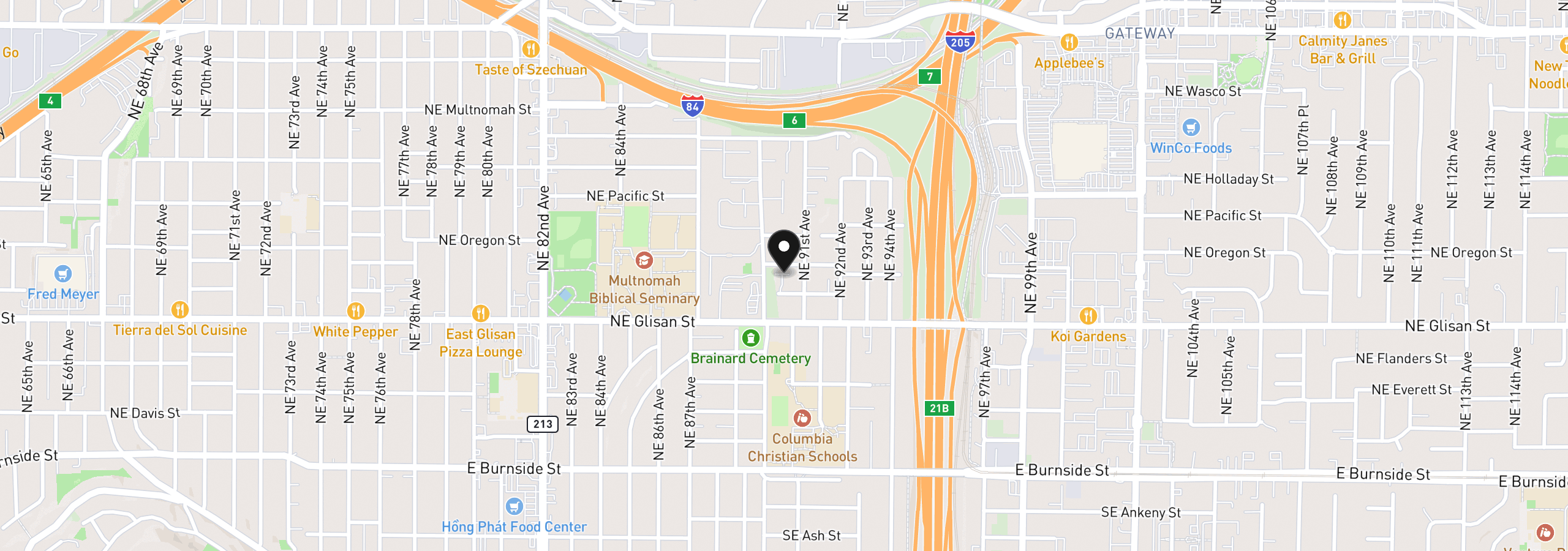 Map showing the location of 9033 NE Hoyt St, Portland, OR 97220