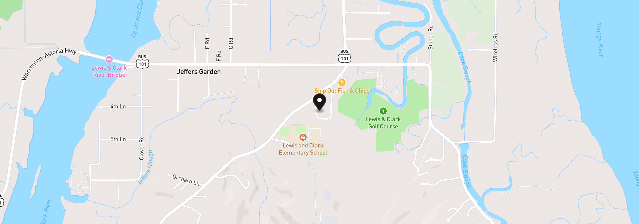 Map showing the location of 35593 Bella Ridge Loop, Astoria, OR 97103