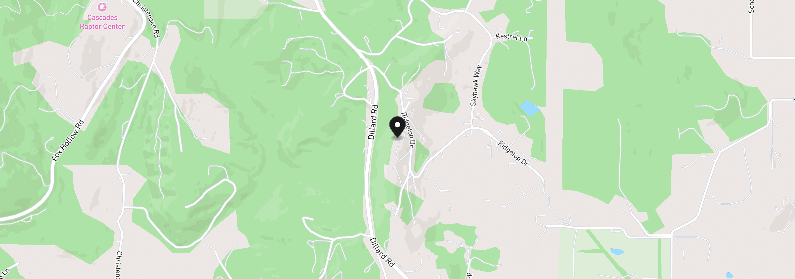 Map showing the location of 85368 Ridgetop Dr, Eugene, OR 97405