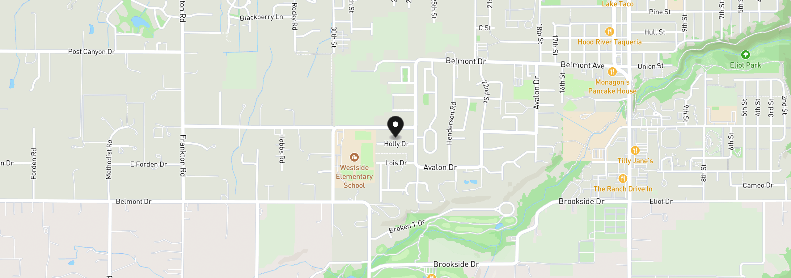 Map showing the location of 3644 Holly Dr, Hood River, OR 97031