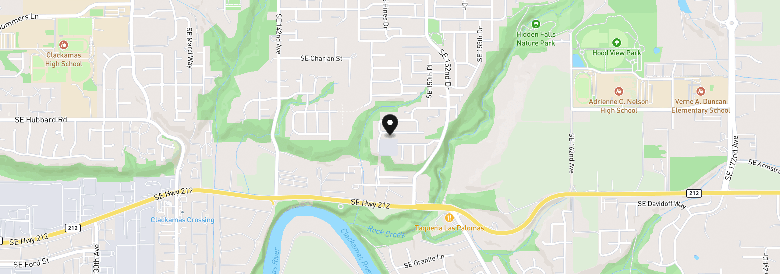 Map showing the location of 15076 SE Pinegrove Loop, Clackamas, OR 97015