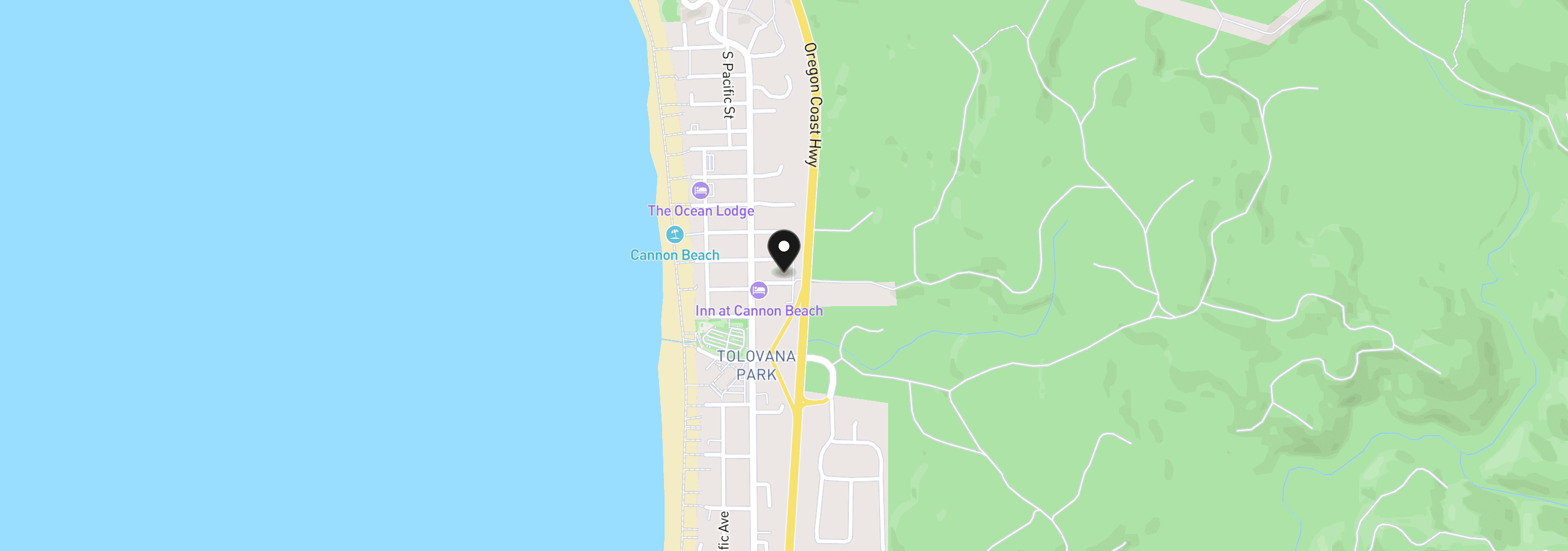 Map showing the location of 132 E Surfcrest St B2, Cannon Beach, OR 97110