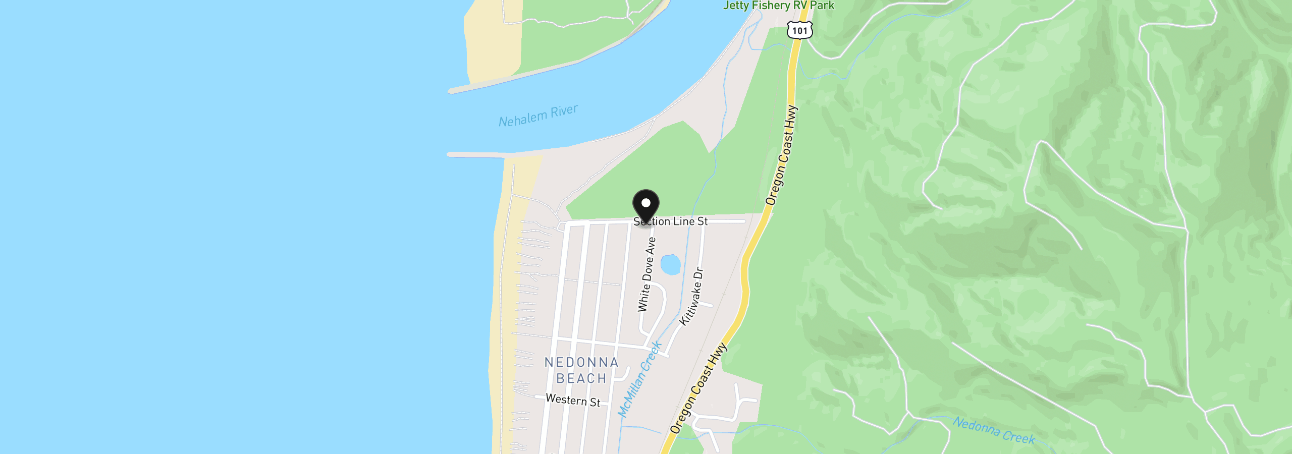 Map showing the location of 26776 White Dove Ave, Rockaway Beach, OR 97136