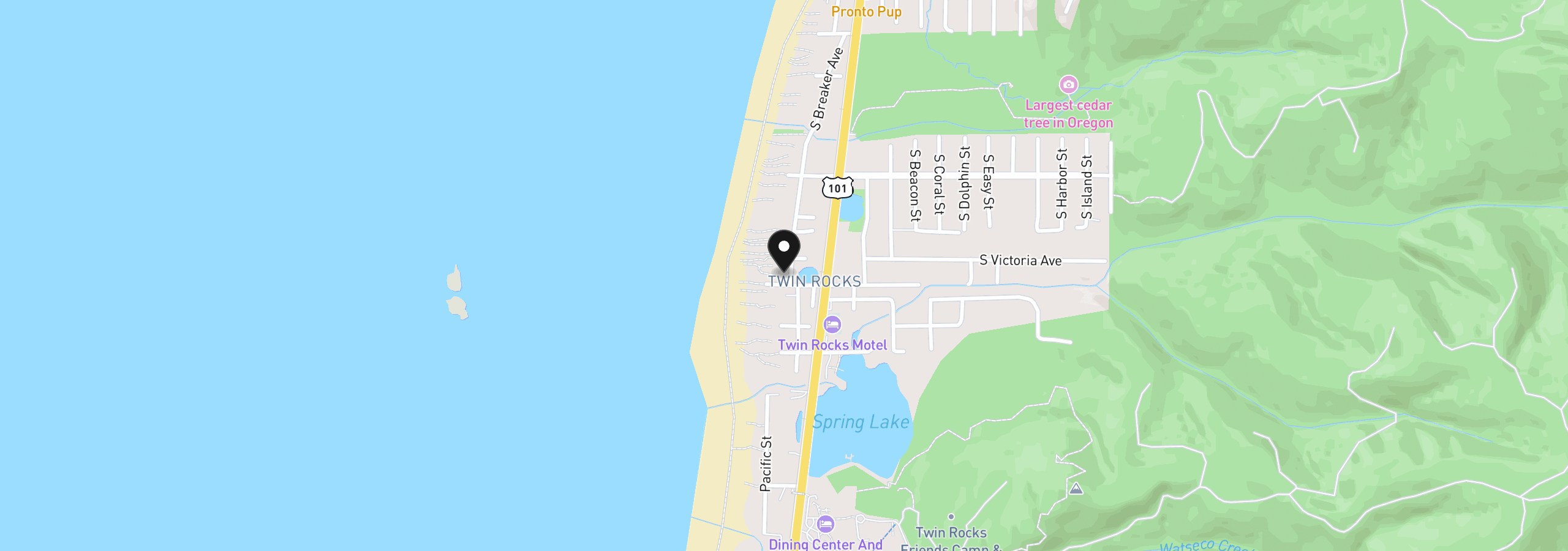 Map showing the location of 19340 S Breaker Ave, Rockaway Beach, OR 97136