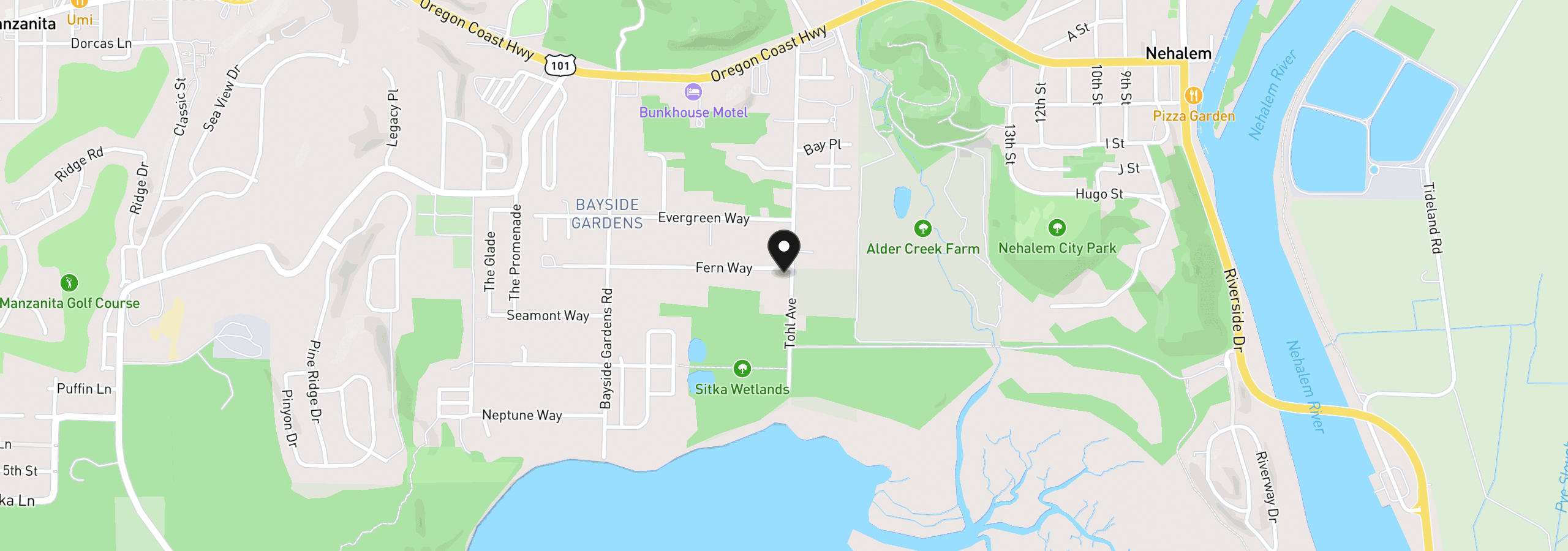 Map showing the location of 11497 Fern Way, Nehalem, OR 97131