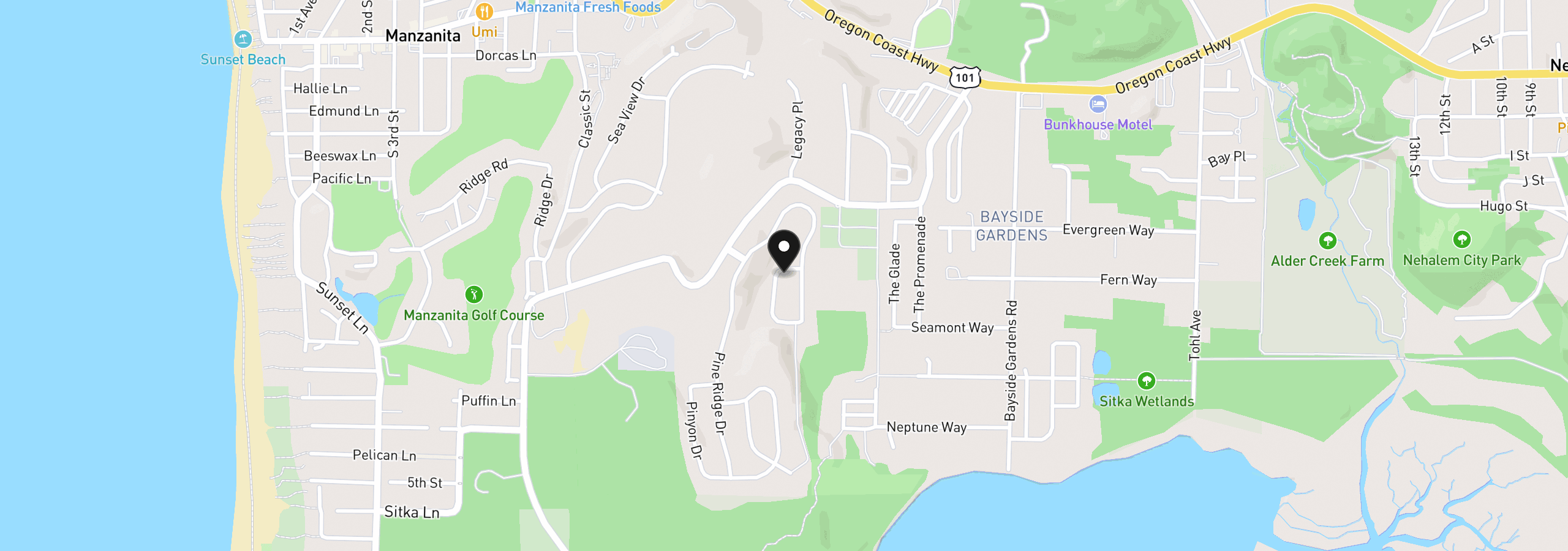 Map showing the location of 35185 Ponderosa Loop, Manzanita, OR 97130
