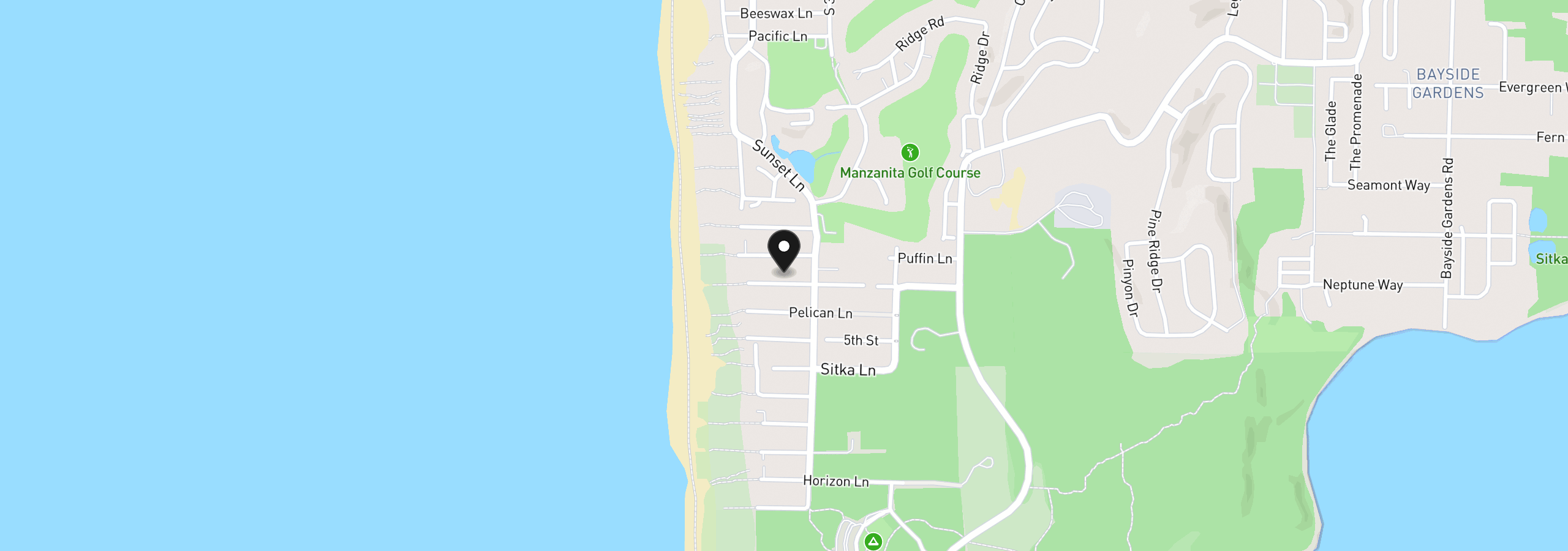 Map showing the location of 8900 Sandpiper Ln, Manzanita, OR 97130