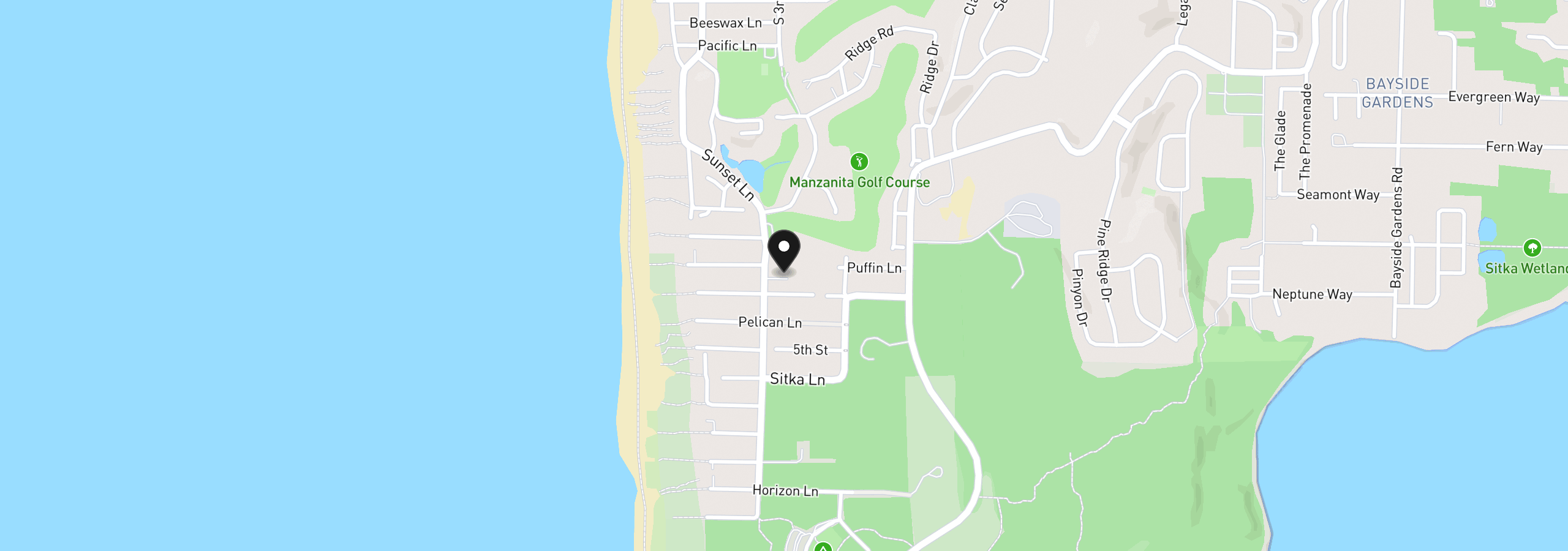 Map showing the location of 34725 Necarney Blvd, Manzanita, OR 97130
