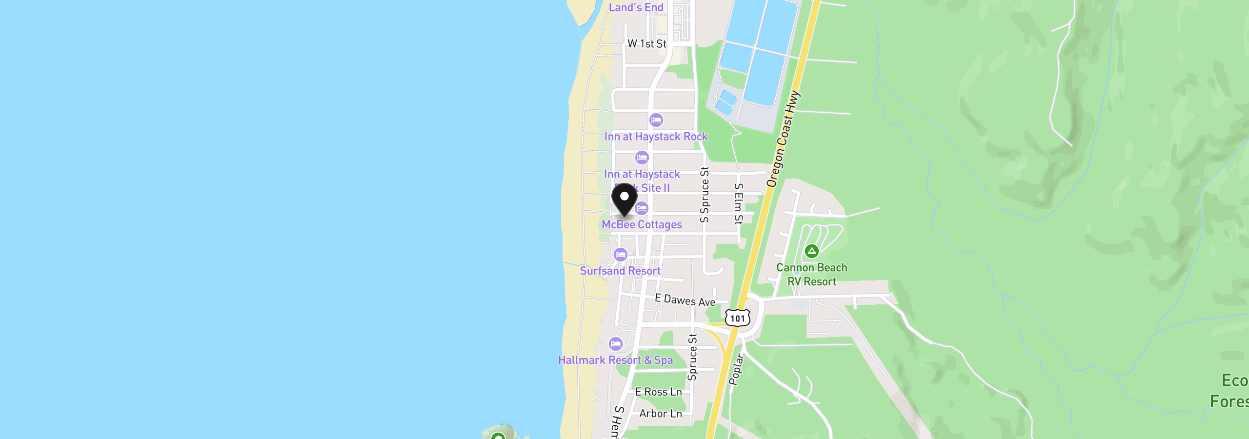 Map showing the location of 179 W Van Buren St, Cannon Beach, OR 97110