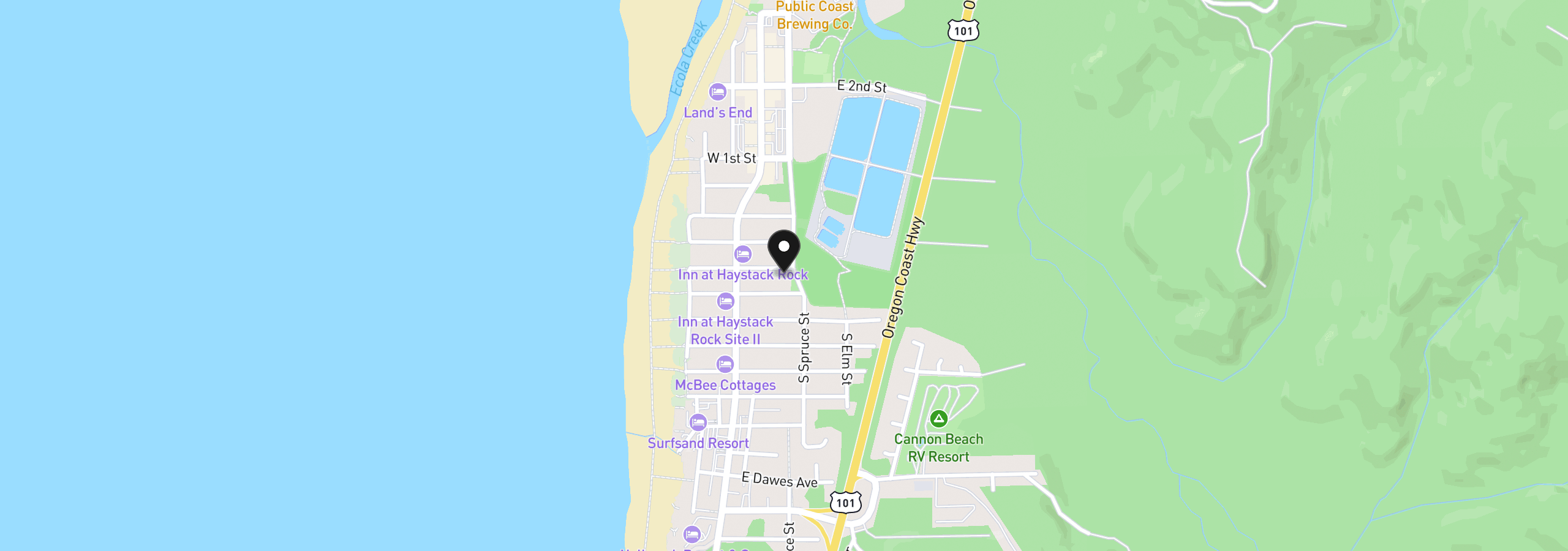 Map showing the location of 187 E Jefferson St, Cannon Beach, OR 97110