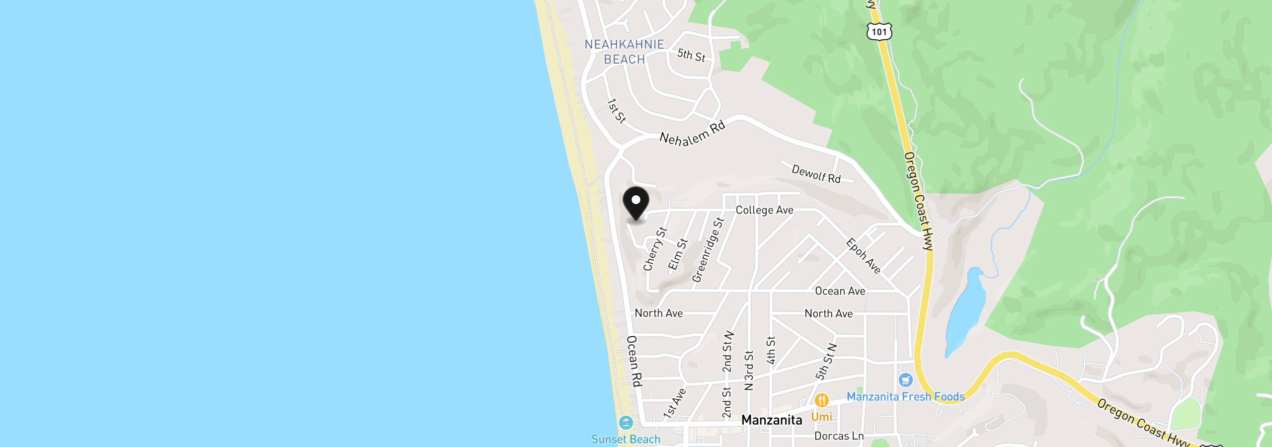 Map showing the location of 898 Cherry Ln, Manzanita, OR 97130