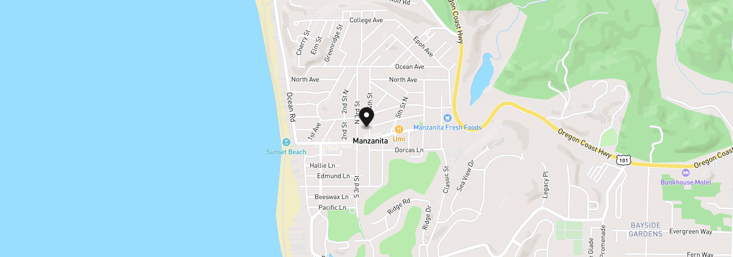 Map showing the location of N 4th St Lot 9, Manzanita, OR 97130