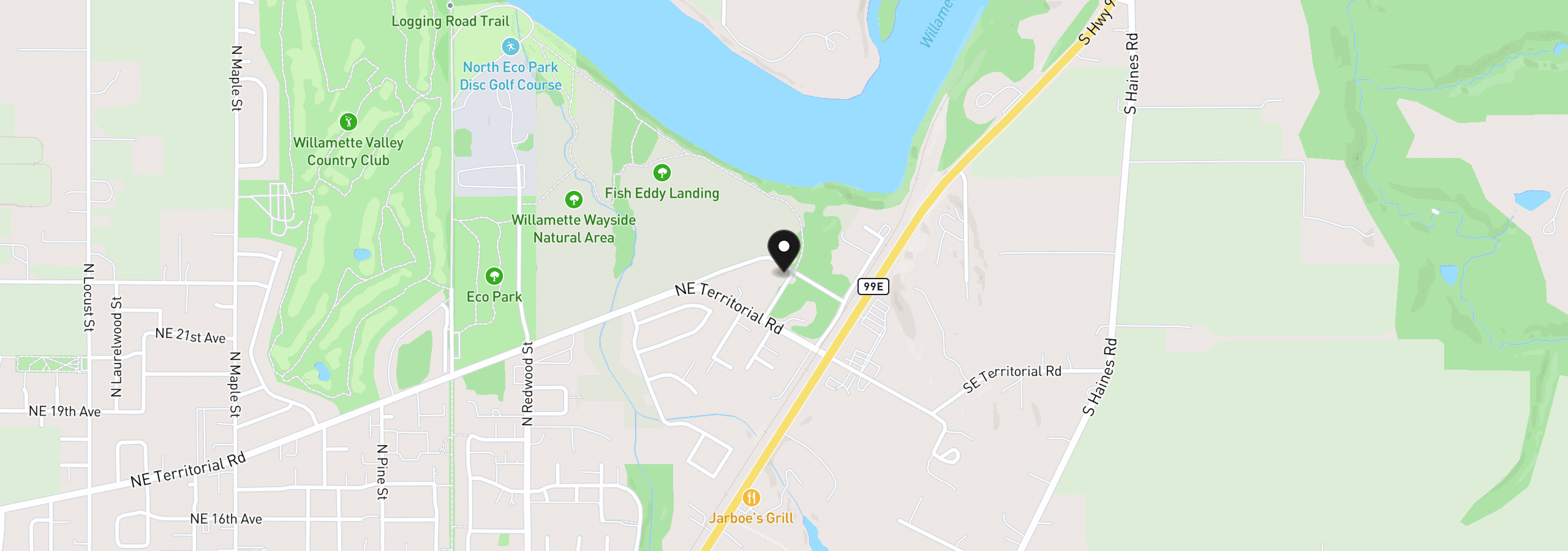 Map showing the location of 2147 NE Spitz Rd, Canby, OR 97013