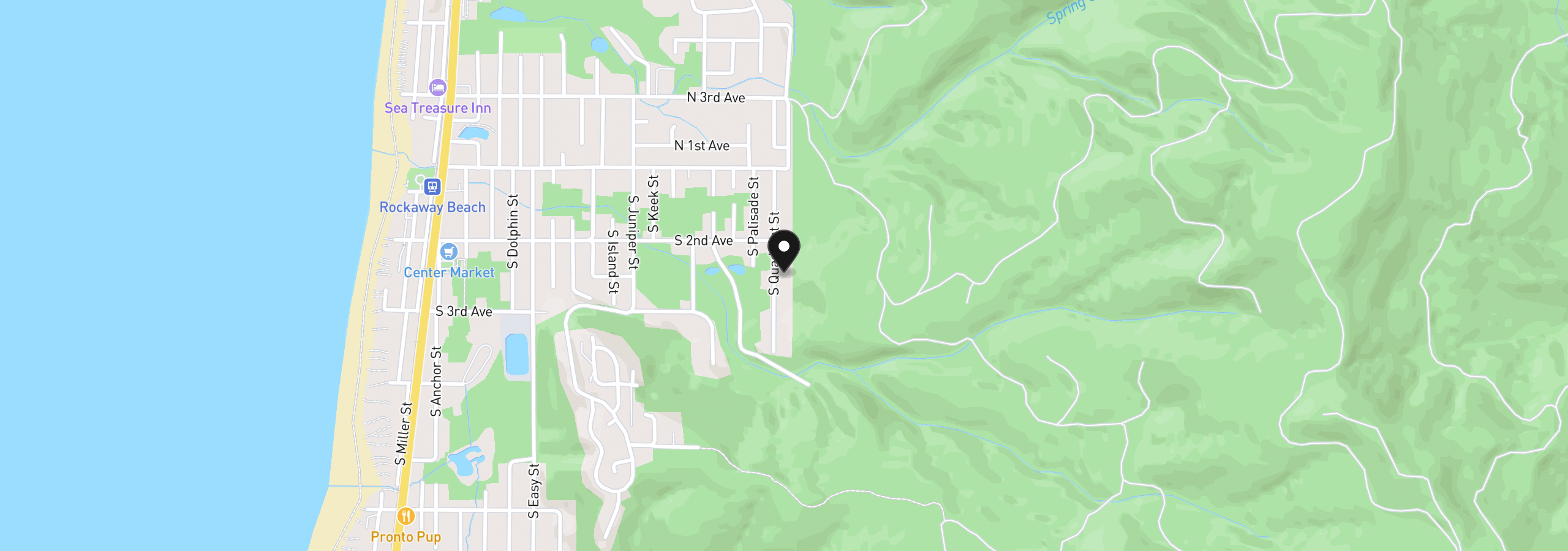 Map showing the location of 234 S Quadrant St, Rockaway Beach, OR 97136
