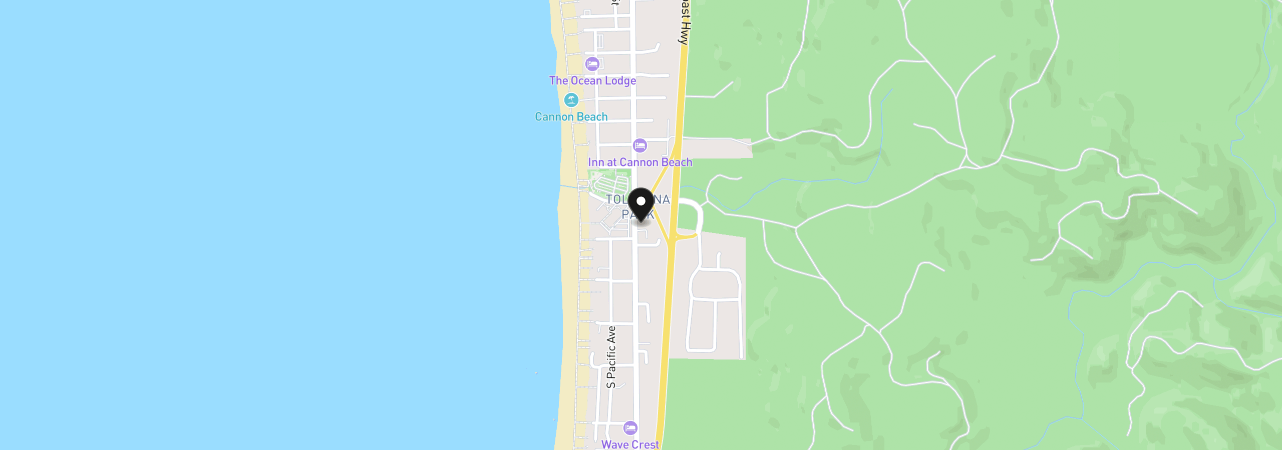 Map showing the location of 3407 S Hemlock St C-3, Cannon Beach, OR 97110