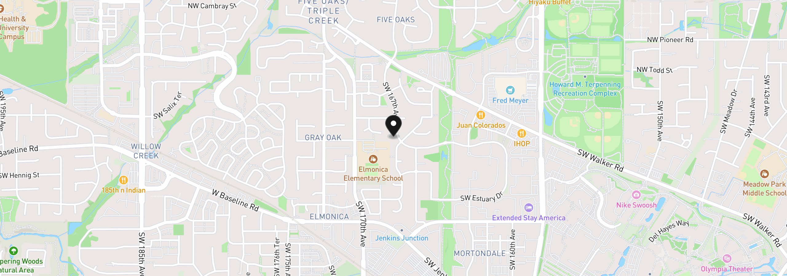 Map showing the location of 445 SW 167th Ave, Beaverton, OR 97006