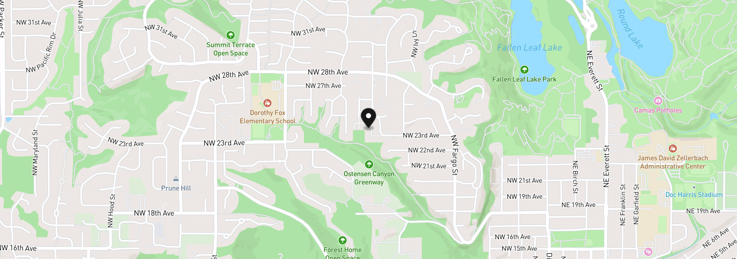 Map showing the location of 2449 NW Logan St, Camas, Wa 98607