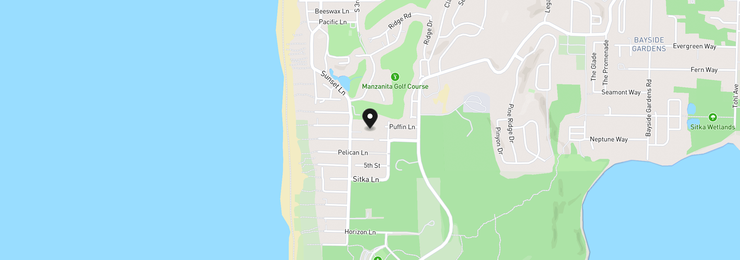 Map showing the location of Puffin Ln 7, Manzanita, OR 97130