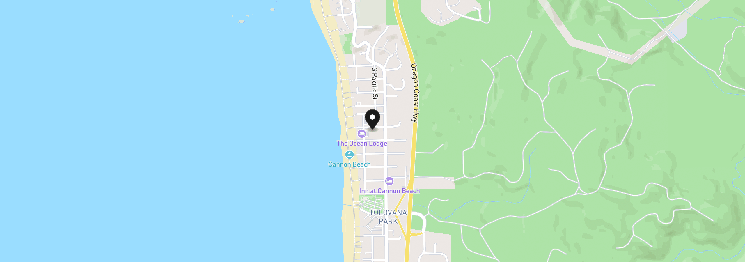 Map showing the location of 159 W Nelchena St, Cannon Beach, OR 97110