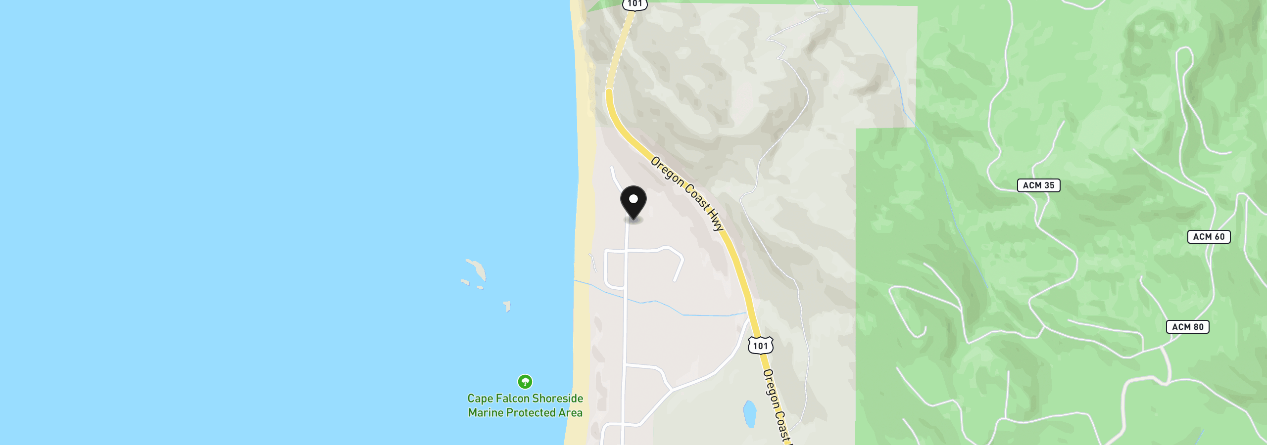 Map showing the location of Ray Brown 1, Cove Beach, OR 97102