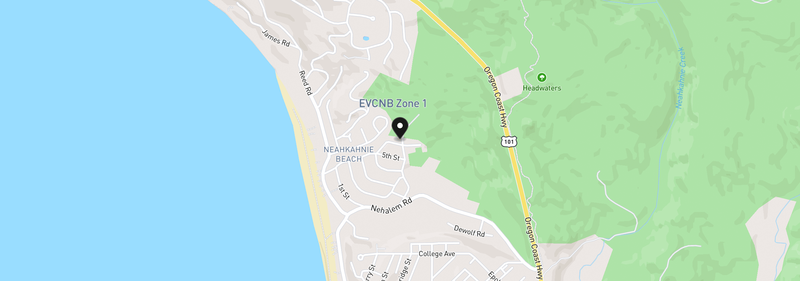 Map showing the location of 9000 Hillcrest Rd, Nehalem, OR 97131