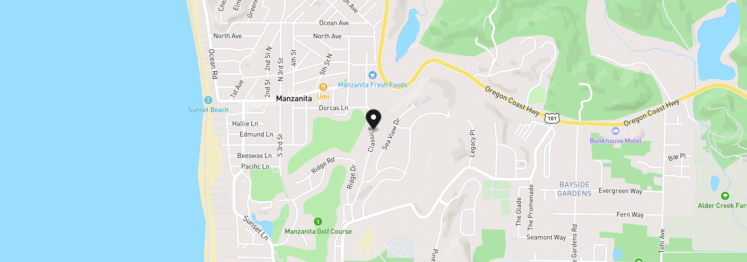 Map showing the location of 375 Jackson Way Lot26, Manzanita, OR 97130