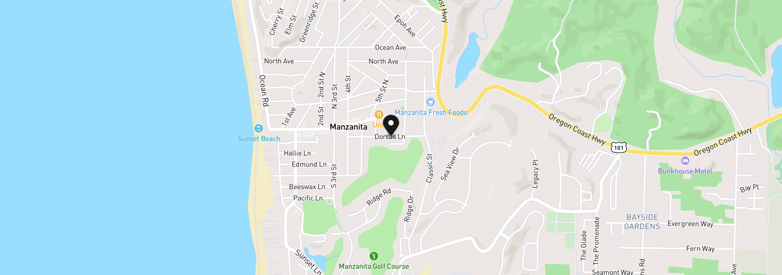 Map showing the location of 576 Dorcas Ln, Manzanita, OR 97130