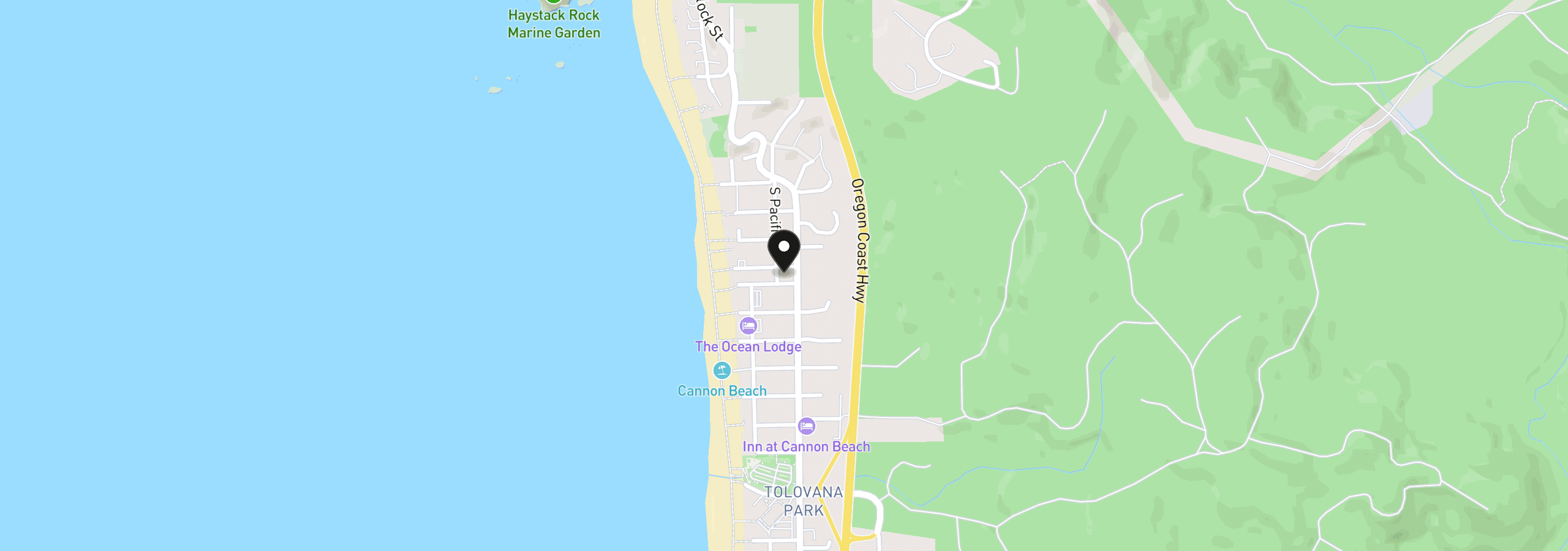 Map showing the location of 159 W Nebesna, Cannon Beach, OR 97110
