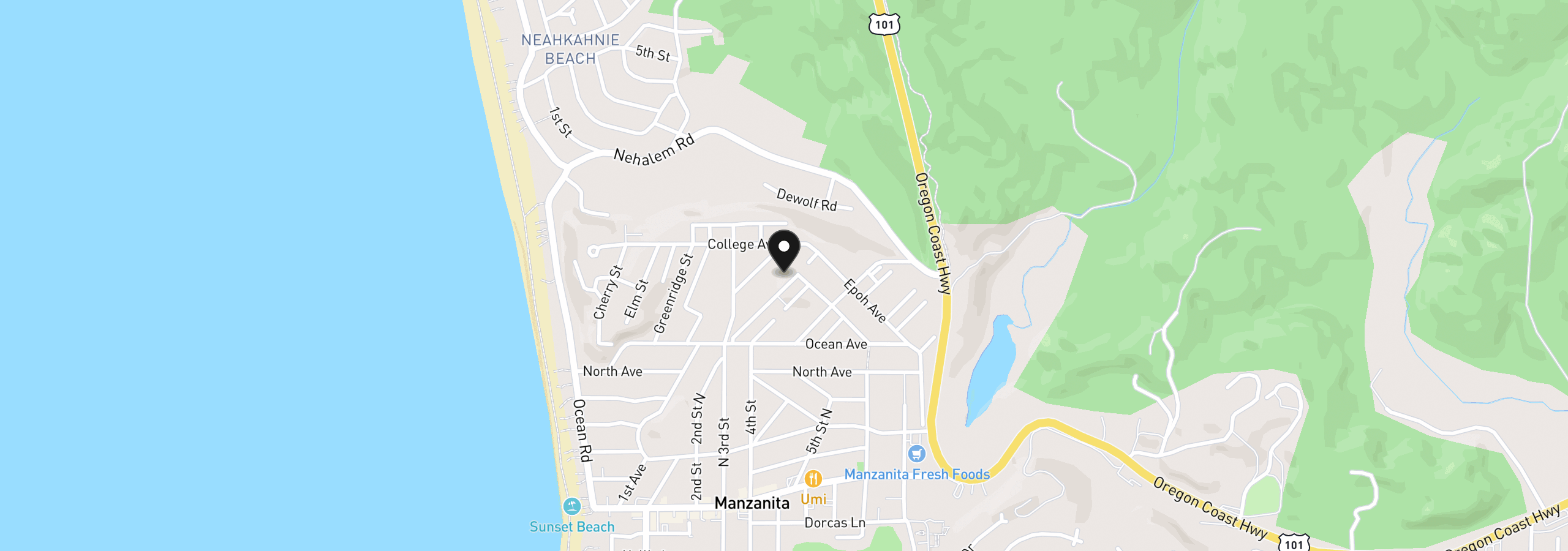 Map showing the location of 869 Madrona St, Manzanita, OR 97130