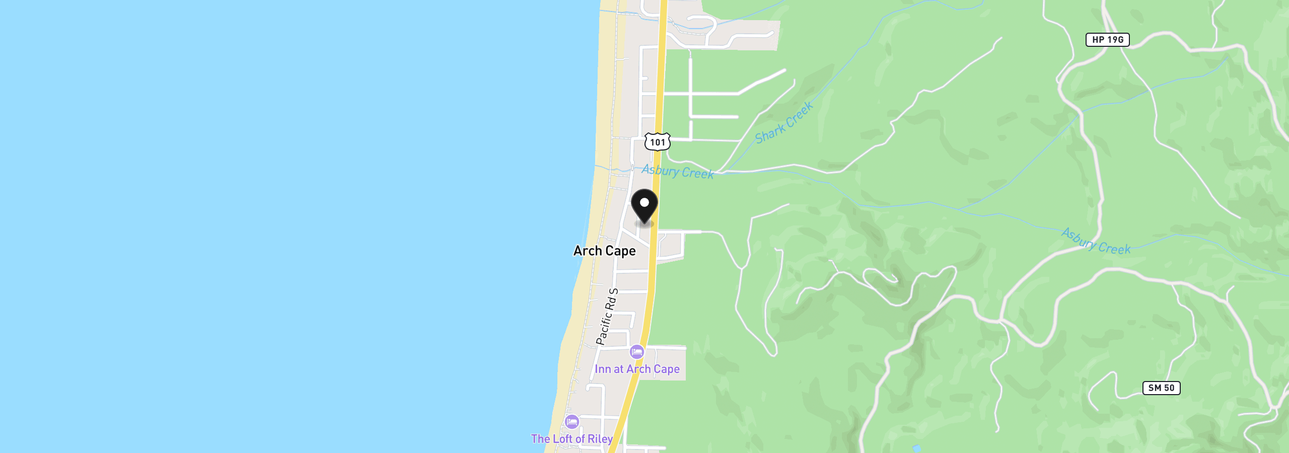 Map showing the location of 80147 Kent Rd, Arch Cape, OR 97102
