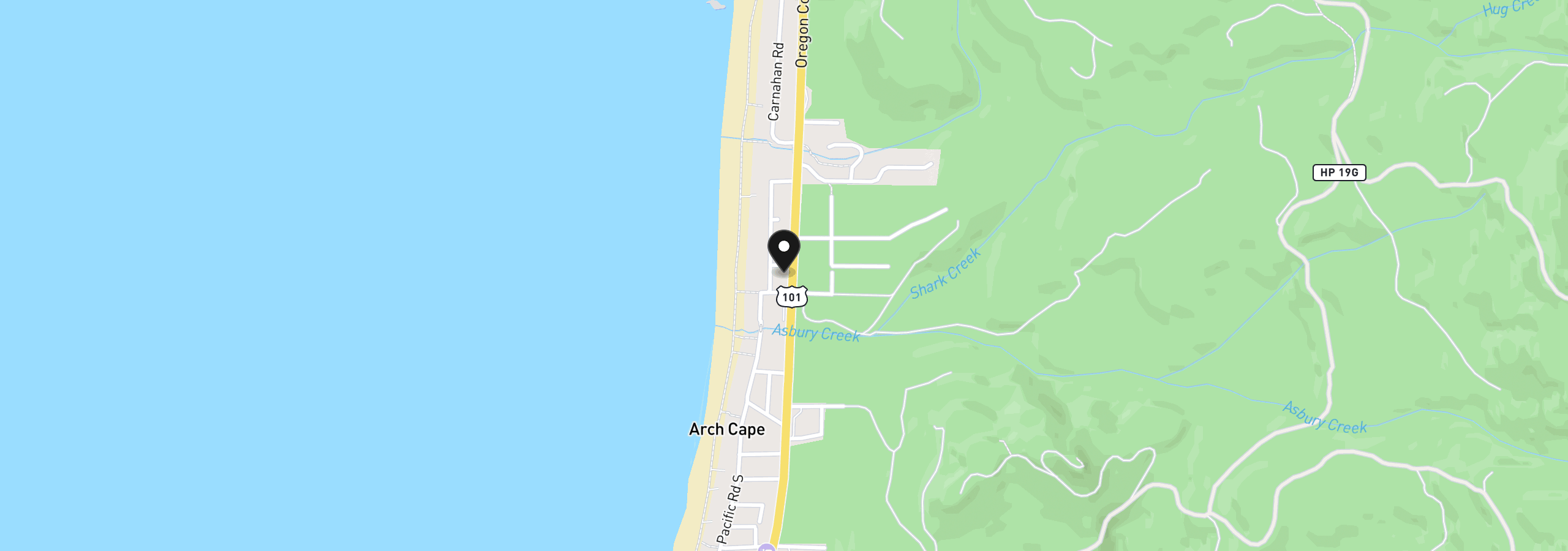 Map showing the location of 79594 Hwy 101, Arch Cape, OR 97102