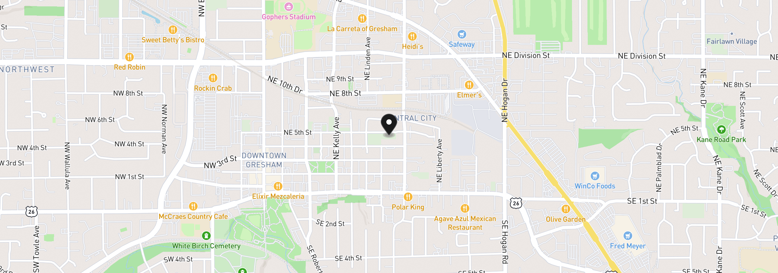 Map showing the location of NE 5th St, Gresham, OR 97030