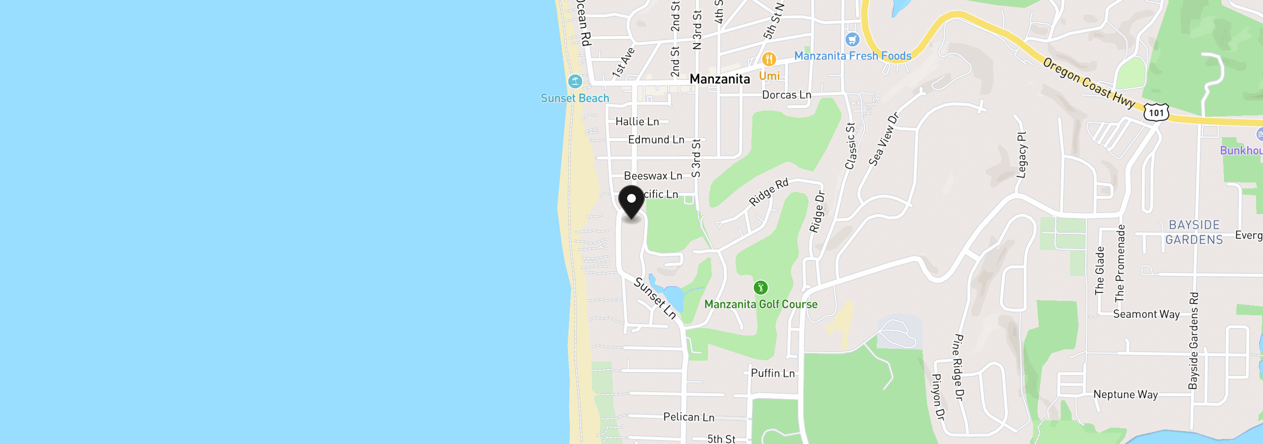 Map showing the location of 790 Beach St, Manzanita, OR 97130