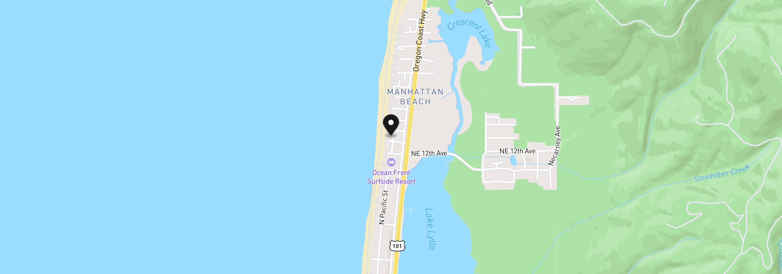 Map showing the location of 1321 N Pacific Ln, Rockaway Beach, OR 97136