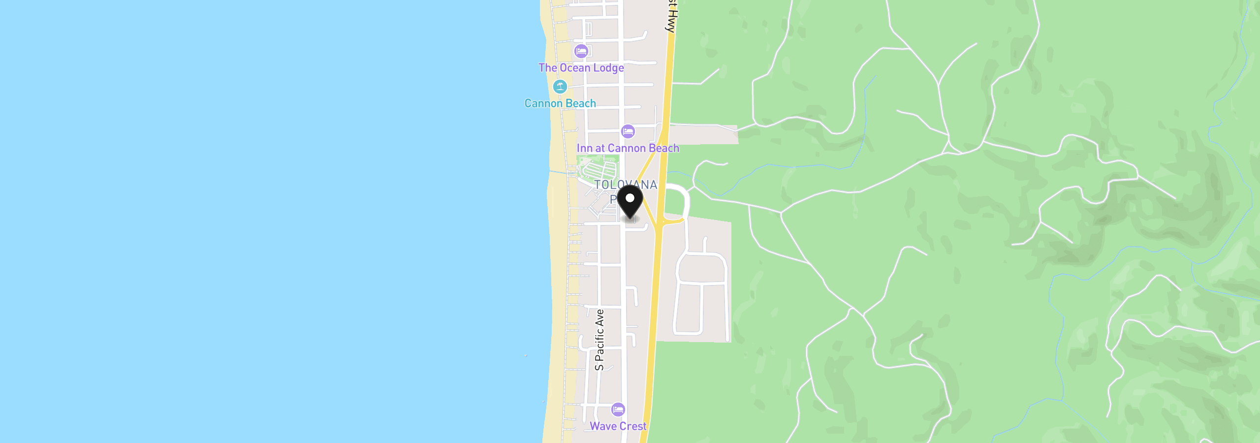 Map showing the location of 3407 S Hemlock St B-7, Cannon Beach, OR 97110